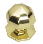 Polished Brass Octagonal Centre Pull Door Knob / Handle (PB12A)